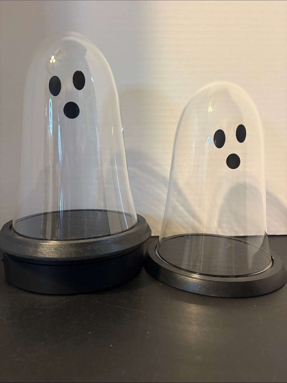 Set of 2 Glass Ghost 8 inch Dome Decorative Cloche - Clear & Black